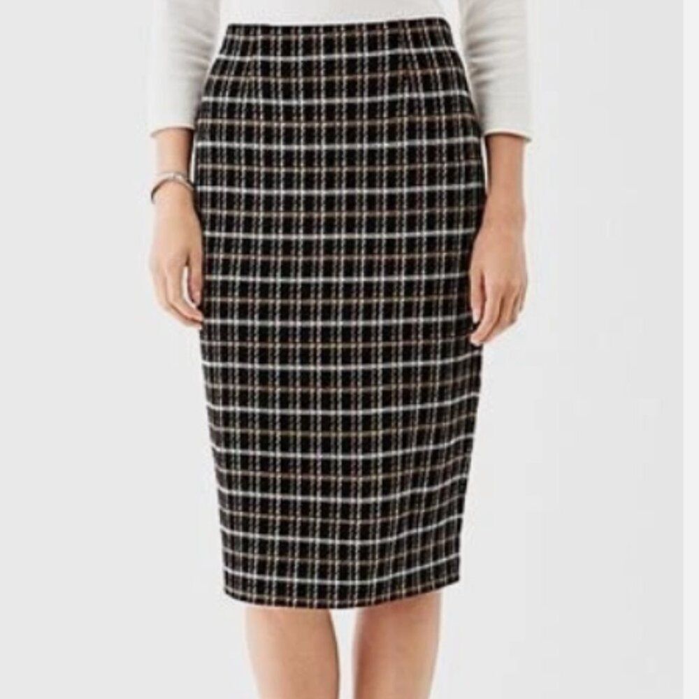 J. JILL Ponte Pencil Skirt Black Camel White Midi X-Small Petite Stretch Office